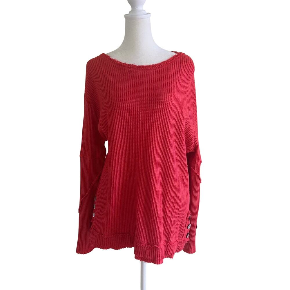 Soft Surroundings My Time Waffle Knit Top Womens XL Melon Oversized Tunic Boho - Picture 3 of 10